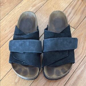 Black Suede Slide Sandals